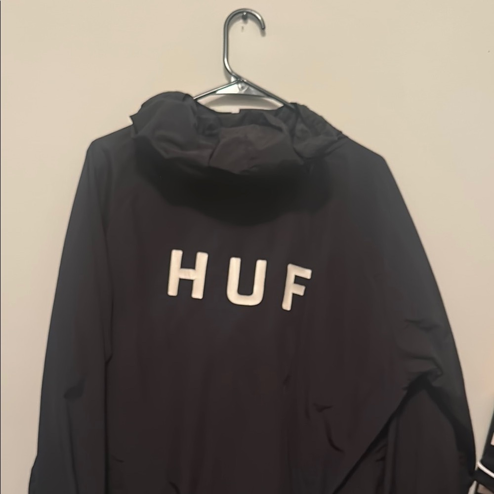 HUF Black Rain Coat with White Logo